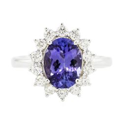 14KT White Gold 2.33 ctw Tanzanite and Diamond Ring