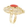 Image 3 : 14KT Yellow Gold 4.40 ctw Coral and Diamond Ring