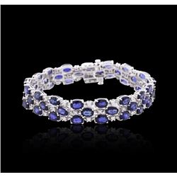 14KT White Gold 26.52 ctw Sapphire and Diamond Bracelet