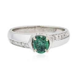 14KT White Gold 0.50 ctw Emerald and Diamond Ring