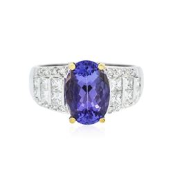 14KT Two-Tone Gold 3.91 ctw Tanzanite and Diamond Ring