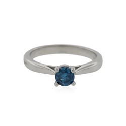 14KT White Gold 0.47 ctw Round Cut Fancy Blue Diamond Solitaire Ring