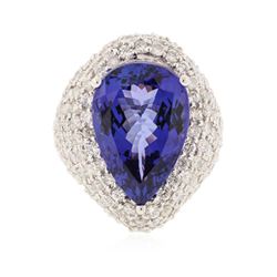 14KT White Gold 14.82 ctw GIA Certified Tanzanite and Diamond Ring