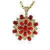 Image 1 : 14KT Yellow Gold 19.87 ctw Red Coral & Diamond Pendant with Chain