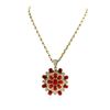 Image 2 : 14KT Yellow Gold 19.87 ctw Red Coral & Diamond Pendant with Chain