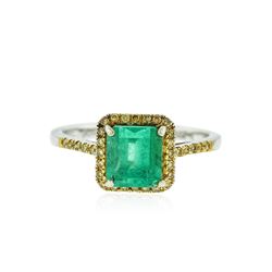 14KT White Gold 1.48 ctw Emerald and Diamond Ring