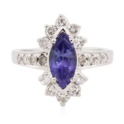 14KT White Gold 1.34 ctw Tanzanite and Diamond Ring