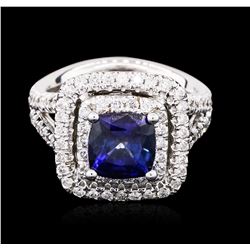 14KT White Gold 2.72 ctw Sapphire and Diamond Ring