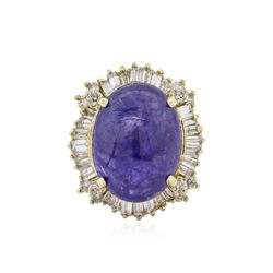 14KT Yellow Gold 19.51 ctw Tanzanite and Diamond Ring