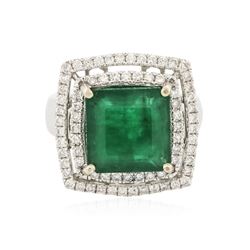 14KT White Gold 6.03 ctw Emerald and Diamond Ring