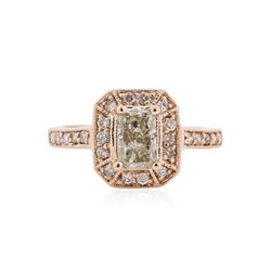 14KT Rose Gold 1.09 ctw Fancy Green Diamond Ring