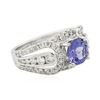 Image 2 : 18KT White Gold 1.60 ctw Tanzanite and Diamond Ring