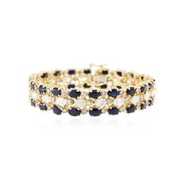 14KT Yellow Gold 22.40 ctw Sapphire and Diamond Bracelet