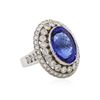 Image 2 : 14KT White Gold GIA Certified 14.74 ctw Tanzanite and Diamond Ring