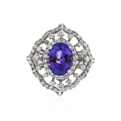 14KT White Gold 4.04 ctw Tanzanite and Diamond Ring