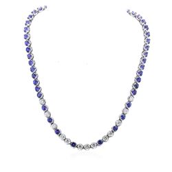 14KT White Gold 24.00 ctw Tanzanite and Diamond Necklace