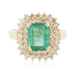 14KT Yellow Gold 1.96 ctw Emerald and Diamond Ring