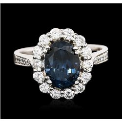 14KT White Gold 2.96 ctw Blue Spinel and Diamond Ring