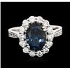 Image 1 : 14KT White Gold 2.96 ctw Blue Spinel and Diamond Ring
