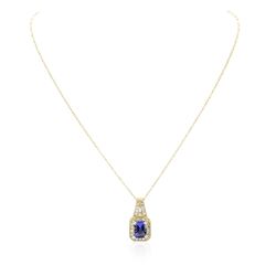 14KT Yellow Gold 2.85 ctw Tanzanite and Diamond Pendant