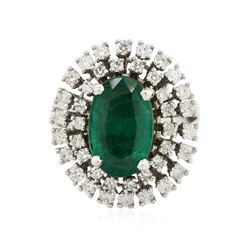 14KT White Gold 3.16 ctw Emerald and Diamond Ring