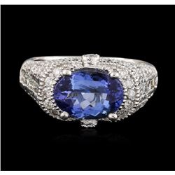 14KT White Gold 2.84 ctw Tanzanite and Diamond Ring