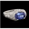 Image 2 : 14KT White Gold 2.84 ctw Tanzanite and Diamond Ring