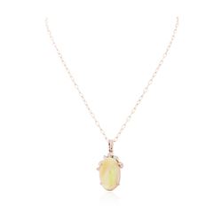 14KT Rose Gold 10.36 ctw Opal and Diamond Pendant With Chain