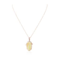 14KT Rose Gold 10.36 ctw Opal and Diamond Pendant With Chain