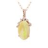 Image 2 : 14KT Rose Gold 10.36 ctw Opal and Diamond Pendant With Chain