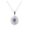 Image 2 : 14KT White Gold 0.77 ctw Tanzanite and Diamond Pendant With Chain