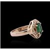Image 2 : 14KT Rose Gold 0.94 ctw Emerald and Diamond Ring