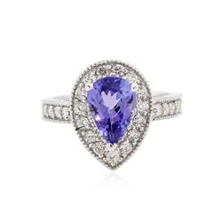 14KT White Gold 1.63 ctw Tanzanite and Diamond Ring