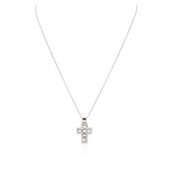 14KT White Gold 1.33 ctw Diamond Cross Pendant With Chain