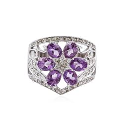 14KT White Gold 1.25 ctw Amethyst and Diamond Ring