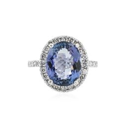 14KT White Gold 5.79 ctw Tanzanite and Diamond Ring