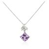 Image 2 : 18KT White Gold 2.17 ctw Amethyst and Diamond Pendant With Chain