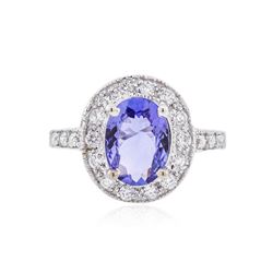 14KT White Gold 2.93 ctw Tanzanite and Diamond Ring