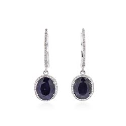 14KT White Gold 6.29 ctw Sapphire and Diamond Earrings