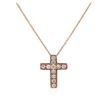Image 1 : 14KT Rose Gold 0.26 ctw Diamond Cross Pendant With Chain