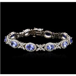 14KT White Gold 7.90 ctw Tanzanite and Diamond Bracelet