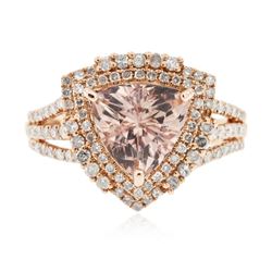 14KT Rose Gold 1.93 ctw Morganite and Diamond Ring