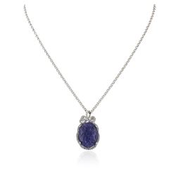 PLATED SILVER 27.88 ctw Tanzanite and White Topaz Pendant With Chain