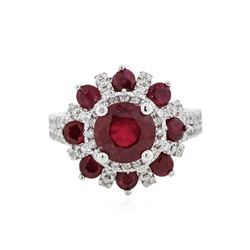 14KT White Gold 4.24 ctw Ruby and Diamond Ring