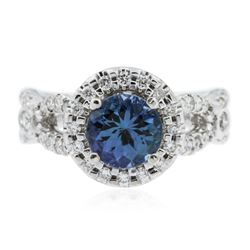 14KT White Gold 1.20 ctw Tanzanite and Diamond Ring