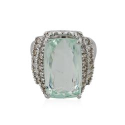 14KT White Gold 7.61 ctw Aquamarine and Diamond Ring