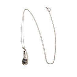 14KT White Gold 0.10 ctw Sapphire and Diamond Pendant With Chain