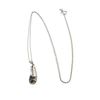 Image 1 : 14KT White Gold 0.10 ctw Sapphire and Diamond Pendant With Chain