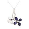 Image 2 : 14KT White Gold 4.80 ctw Sapphire and Diamond Pendant With Chain