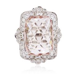 14KT White Gold 13.52 ctw Morganite and Diamond Ring